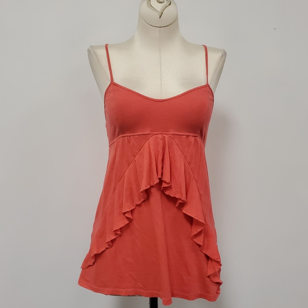 American Eagle Womens Y2K Ruffle Babydoll Tank Top Size XS Pink‎ Crochet Back